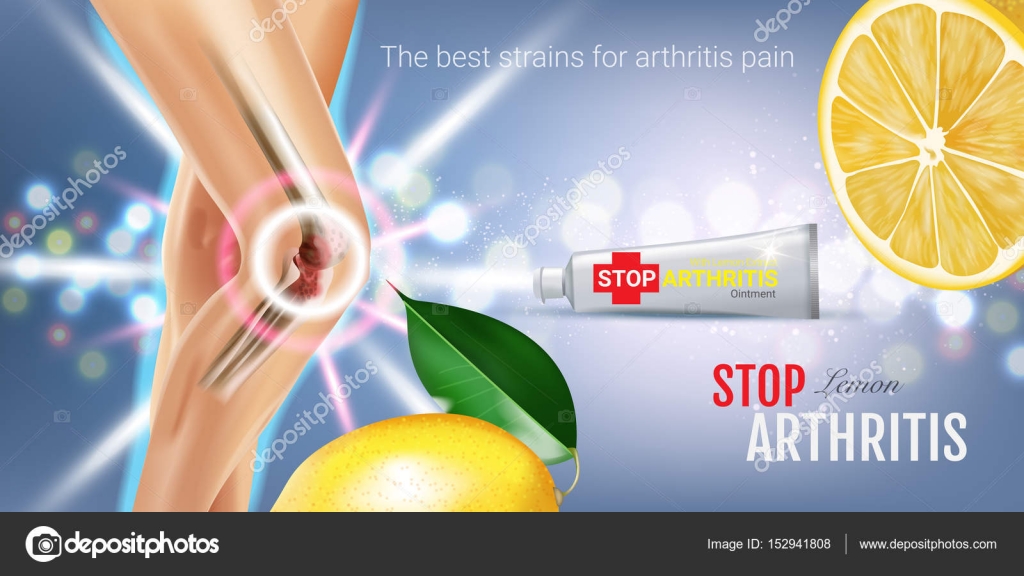 Arthritis Pain Relief Ointment ads. Vector 3d Illustration with Tube