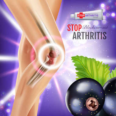 Artrit Pain Relief merhem reklamlar. Blackcurrant özü ile tüp kremle 3D illüstrasyon vektör.