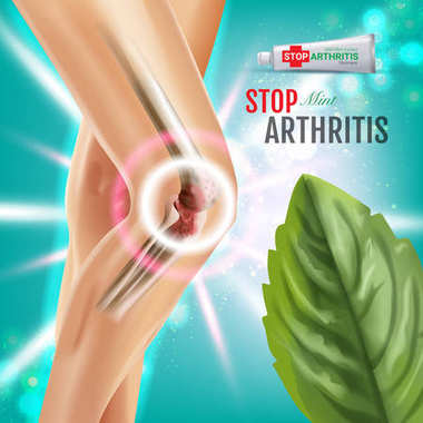 Artrit Pain Relief merhem reklamlar. Tüp krem nane özü ile 3D illüstrasyon vektör.