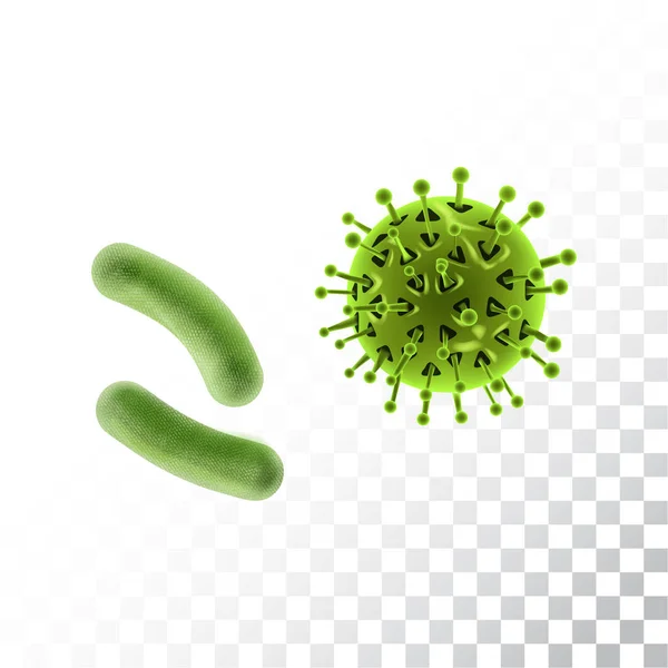 Virus cells or bacteria set. Vector Illustration isolated objects — Stock Vector