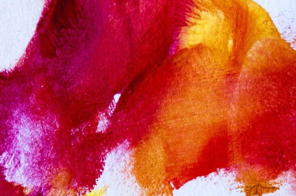 abstract painting, red yellow orange watercolors on white paper, detail