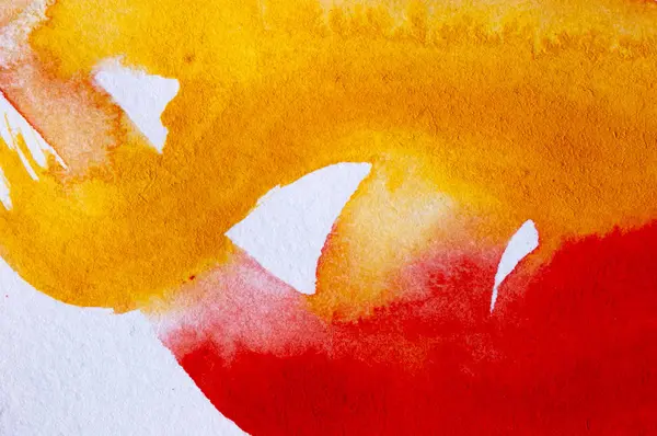 abstract painting, red yellow orange watercolors on white paper, detail