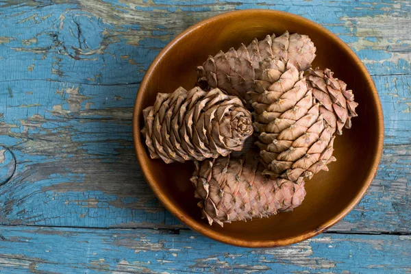 Cedar cones with pine nuts in a bowl