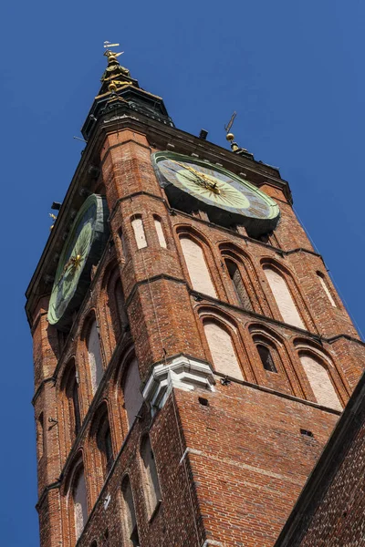 Clock tower of Gdansk town hall — Stock Photo, Image