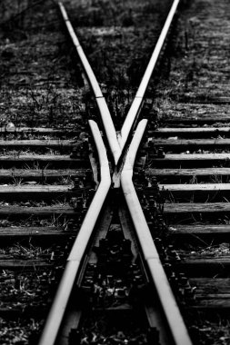 Demiryolu Parça Anahtarları X şablonu yapıyor - tek renkli resim