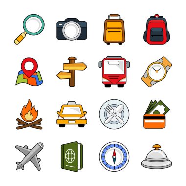 Seyahat ve tatil simgeler ayarla, eps10 vektör.