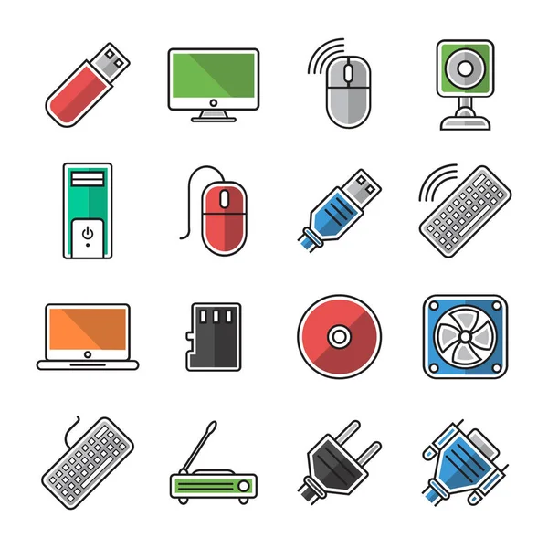 Set of computer equipment icon, vector illustration — Stock Vector