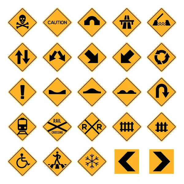 Conjunto de ícones de sinais de trânsito — Vetor de Stock