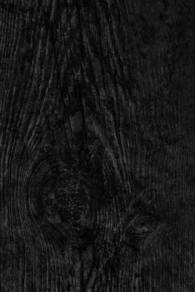 Old Knotted Wood Weathered Rotten Cracked Bleached And Stained Charcoal Black Grunge Texture — Stock Photo, Image