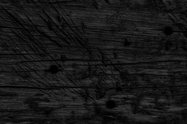 Eski düğümlü ahşap çürümüş kırık ağartılmış ve lekeli kömür siyah Grunge doku yıpranmış