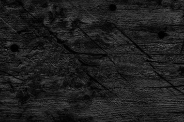 Eski düğümlü ahşap çürümüş kırık ağartılmış ve lekeli kömür siyah Grunge doku yıpranmış