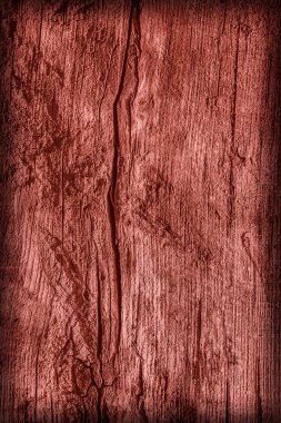 Çürümüş yıpranmış eski düğümlü ahşap ağartılmış kırık ve lekeli kestane rengi kırmızı doku Vignetted