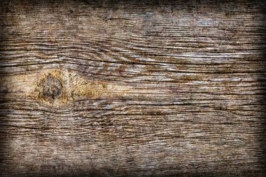 Eski düğümlü ahşap çürümüş kırık Vignetted Grunge doku yıpranmış