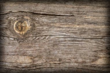 Eski düğümlü ahşap çürümüş kırık Vignetted Grunge doku yıpranmış