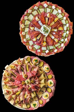 Appetizer Savory Dishes Meze Isolated On Black Background clipart