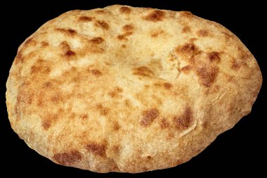 Siyah arka plan üzerine izole pide ekmek somun