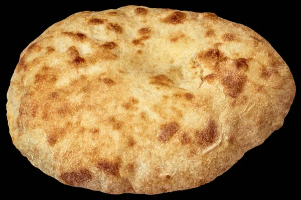 Pitta kenyér kenyér elszigetelt fekete háttér — Stock Fotó