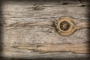 Eski yıpranmış çürük kırık düğümlü kaba ahşap doku Vignetted