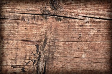 Eski yıpranmış çürük kırık düğümlü kaba ahşap doku Vignetted