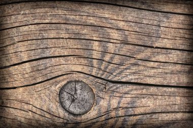 Eski yıpranmış çürük kırık düğümlü kaba ahşap doku Vignetted