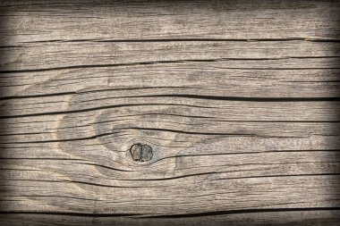 Eski yıpranmış çürük kırık düğümlü kaba ahşap doku Vignetted