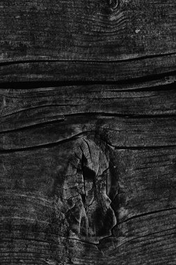 Düğümlü kaba ahşap siyah Grunge doku çürümüş yıpranmış eski kırık