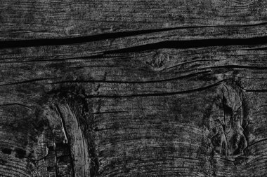 Düğümlü kaba ahşap siyah Grunge doku çürümüş yıpranmış eski kırık