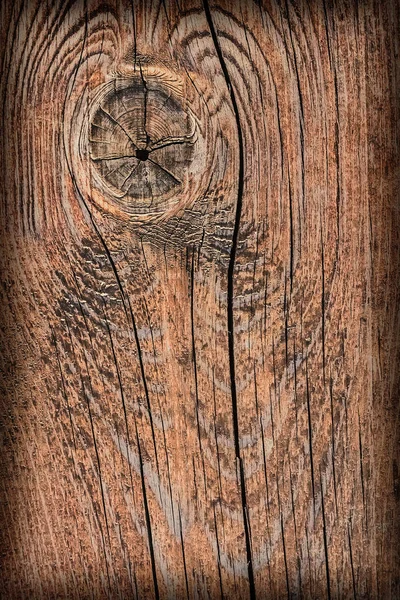 Παλιά ξεπερασμένο σάπιο ραγισμένα κόμπους χοντρό ξύλο vignetted σε Grunge υφή — Φωτογραφία Αρχείου