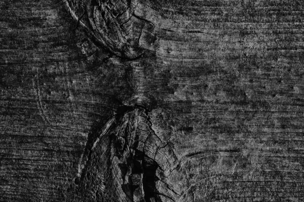 Old Weathered Rotten Cracked Knotted Coarse Wood Black Grunge Texture — Stok Foto