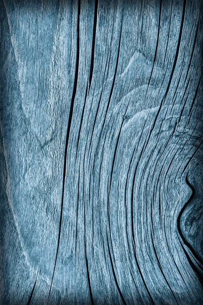 Alte verwitterte morsche rissige geknotete grobe Holzpuder blau vignettierte Grunge-Textur — Stockfoto