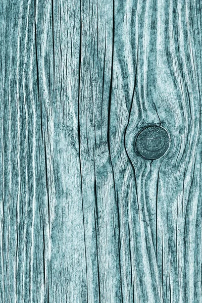Oude verweerde gerot gebarsten geknoopte grof hout cyaan Grunge textuur — Stockfoto