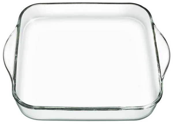 Beyaz arka plan üzerinde izole Pan pişirme Heath direnen kare cam — Stok fotoğraf