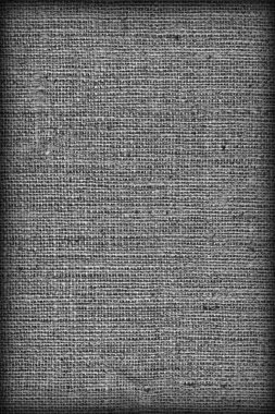 Çuval bezi tuval kaba gri doku Vignetted