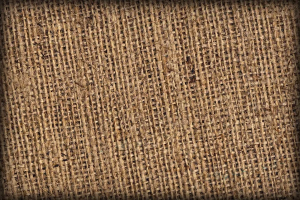 Burlap Canvas Natural Brown Coarse Vignetted Grunge Texture — Stock Photo, Image