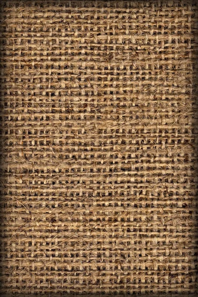 Jute doek natuurlijke Brown grof Vignetted Grunge textuur — Stockfoto
