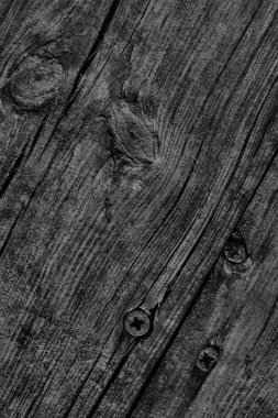 Yıpranmış eski düğümlü siyah çam ahşap döşemeler Grunge doku kırık