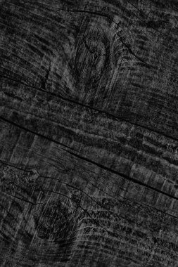 Yıpranmış eski düğümlü siyah çam ahşap döşemeler Grunge doku kırık