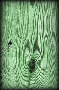 Eski düğümlü yeşil çam ahşap tahta Grunge doku detay Vignetted