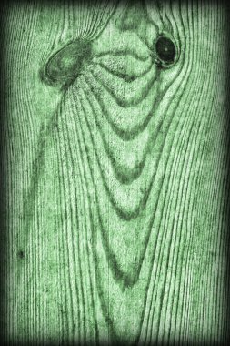 Eski düğümlü yeşil çam ahşap tahta Grunge doku detay Vignetted