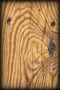 Eski düğümlü çam ahşap tahta Grunge doku detay Vignetted
