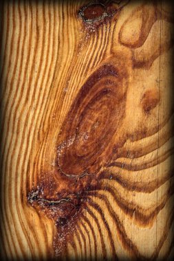 Eski düğümlü çam ahşap tahta Grunge doku detay Vignetted