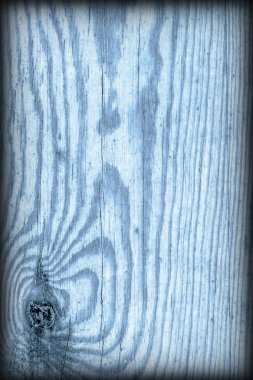 Eski düğümlü mavi çam ahşap tahta Grunge doku detay Vignetted