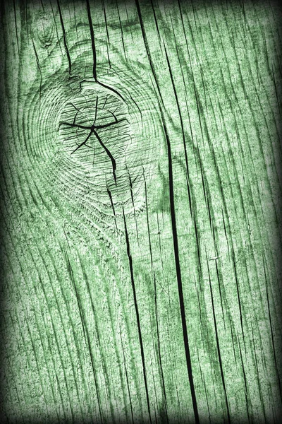 Alte verwitterte rissige geknotete kelly grüne Kiefernholzdielen vignettierte Grunge-Textur — Stockfoto