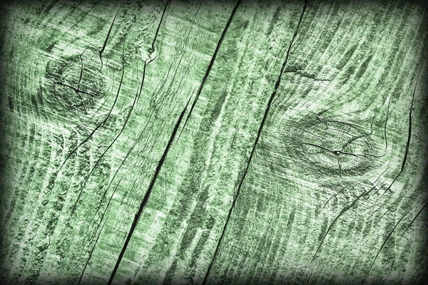 Eski yıpranmış kırık düğümlü Kelly yeşil çam ahşap döşemeler doku Vignetted