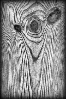 Eski düğümlü gri çam ahşap tahta Grunge doku detay Vignetted