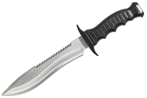 Pevný nůž taktický boj lov Sawback Bowie nůž na přežití izolované na bílém pozadí — Stock fotografie