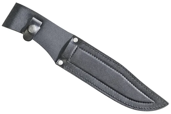 Cuchillo Bowie Survival Combat Hunting Cuchillo de cuero negro aislado sobre fondo blanco — Foto de Stock