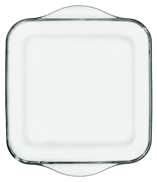 Heath dayanıklı yuvarlak kare şeffaf cam beyaz arka plan üzerinde izole Pan pişirme