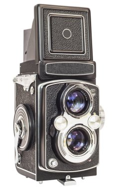 Eski Analog standart Lens refleks kamera beyaz arka plan üzerinde izole