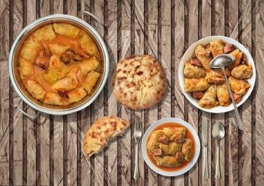Turşu lahana dolması rulo domuz eti kuru ile pişmiş jambon tedavi ve